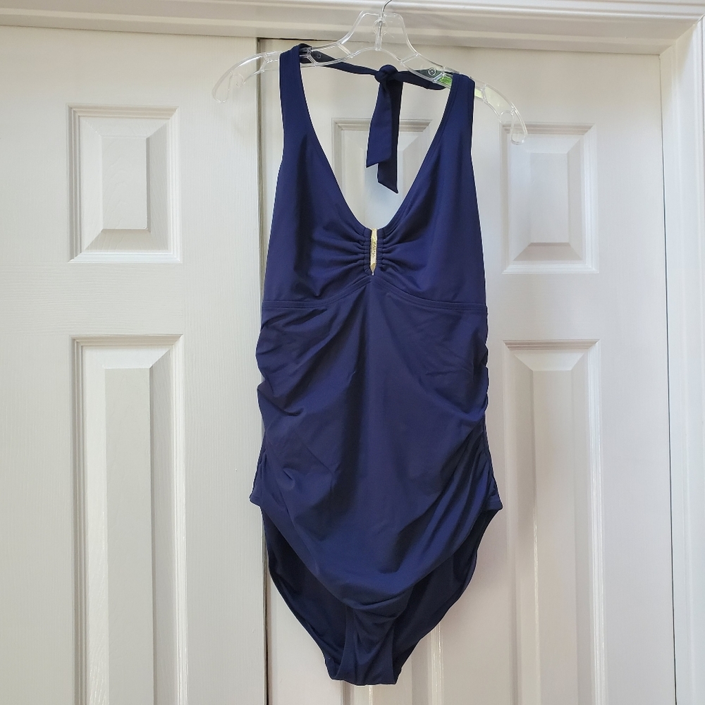 Calvin Klein Navy Blue Halter Swim Suit 16